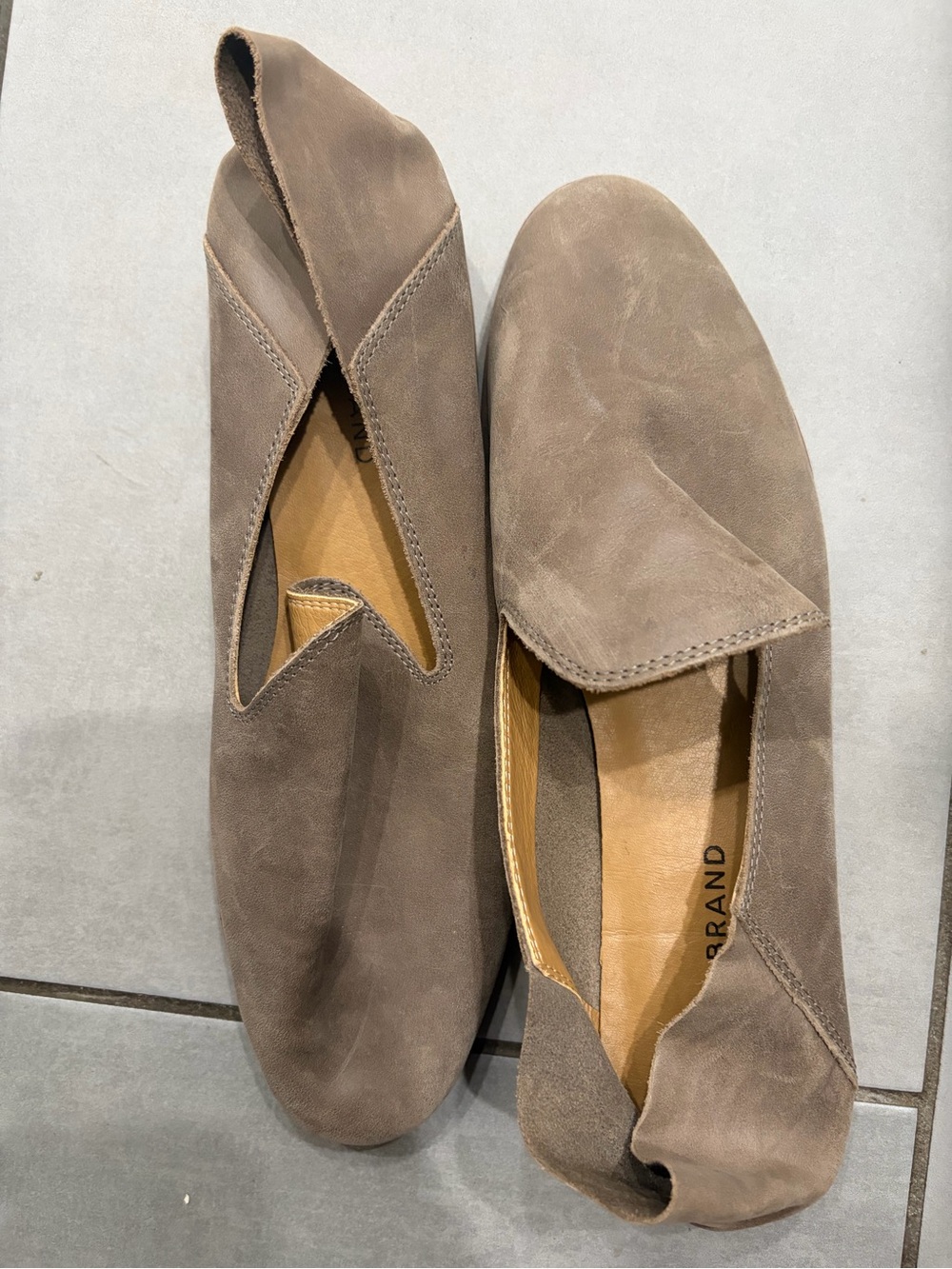 Lucky Brand Taupe Suede Slip-On Loafers